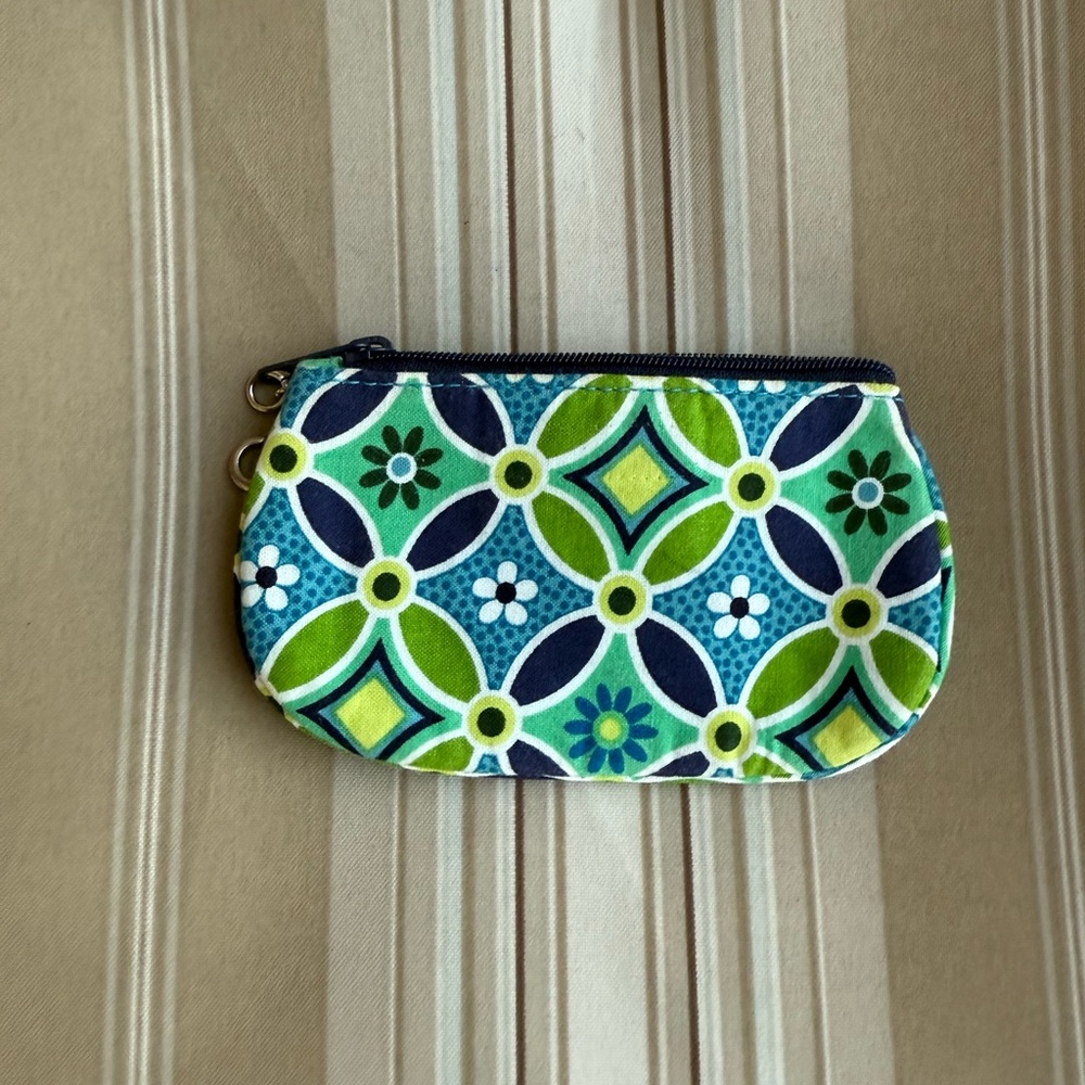 Vera Bradley Navy and Green Floral Coin Pouch